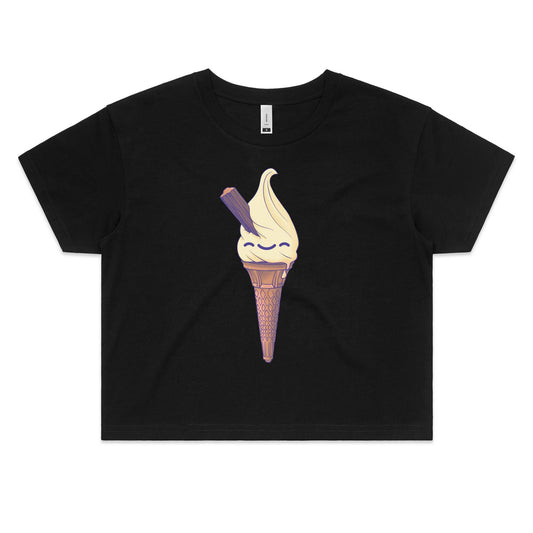 Hold the Cone - Women's Crop Tee- Cool Graphic T-Shirts- Retro T-Shirts - Nostalgia Threads