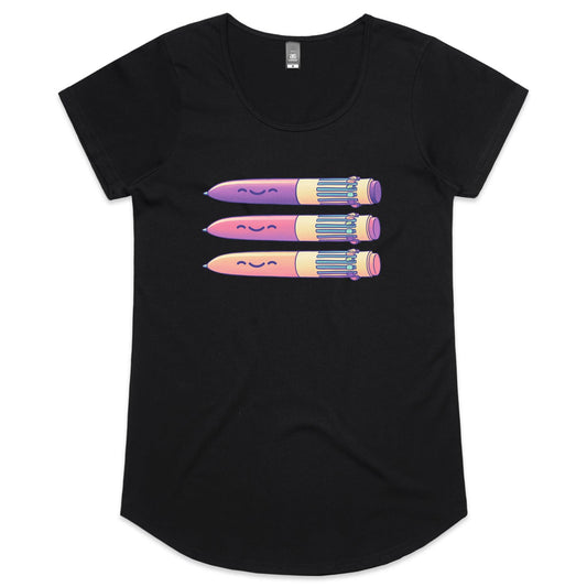 Hard to Pen Down - Women's Scoop Tee- Cool Graphic T-Shirts- Retro T-Shirts - Nostalgia Threads