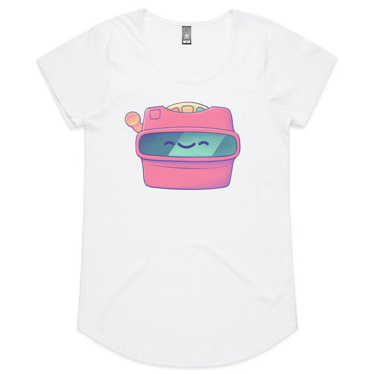 In the Click of Time - Women's Scoop Tee- Cool Graphic T-Shirts- Retro T-Shirts - Nostalgia Threads