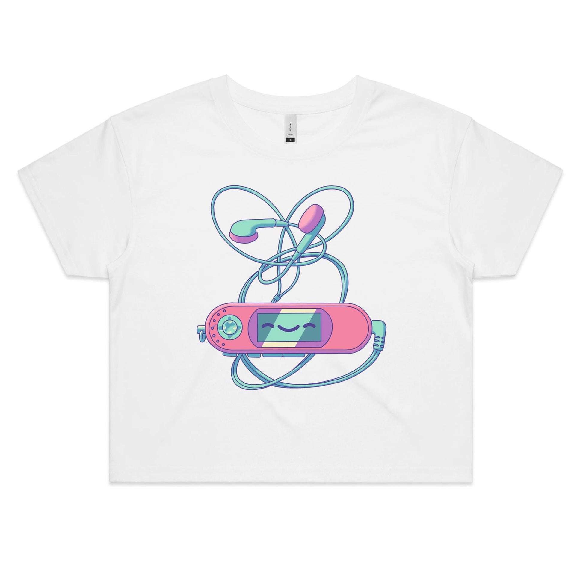 Mp3 & Easy - Women's Crop Tee- Cool Graphic T-Shirts- Retro T-Shirts - Nostalgia Threads