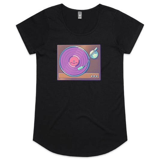 Vinyl Resting Place - Women's Scoop Tee- Cool Graphic T-Shirts- Retro T-Shirts - Nostalgia Threads