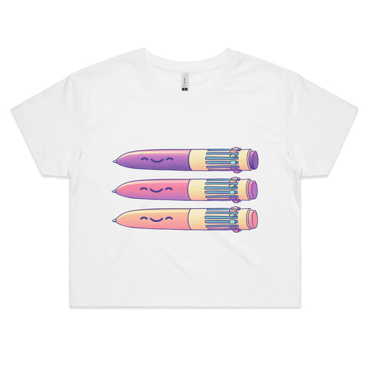 Hard to Pen Down - Women's Crop Tee- Cool Graphic T-Shirts- Retro T-Shirts - Nostalgia Threads