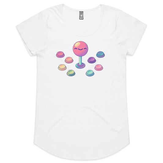 Be Arcade, Be Very Arcade - Women's Scoop Tee- Cool Graphic T-Shirts- Retro T-Shirts - Nostalgia Threads