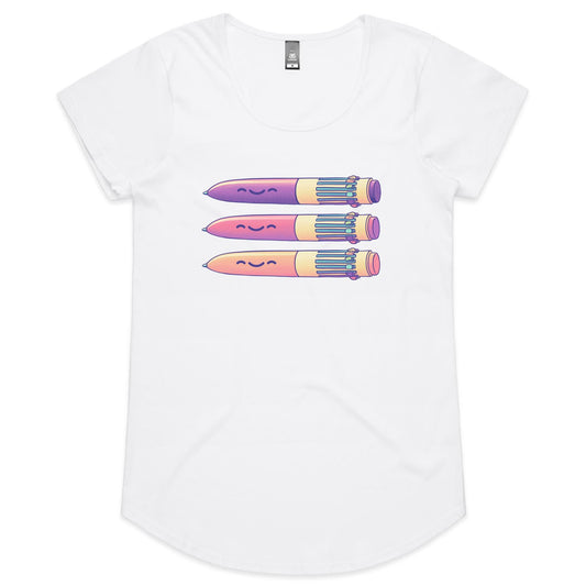 Hard to Pen Down - Women's Scoop Tee- Cool Graphic T-Shirts- Retro T-Shirts - Nostalgia Threads
