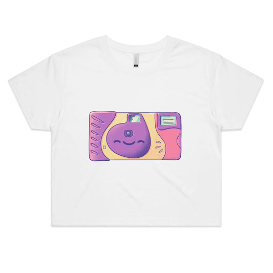 Lens with Benefits - Women's Crop Tee- Cool Graphic T-Shirts- Retro T-Shirts - Nostalgia Threads