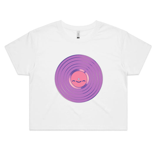 Space, the Vinyl Frontier - Women's Crop Tee- Cool Graphic T-Shirts- Retro T-Shirts - Nostalgia Threads