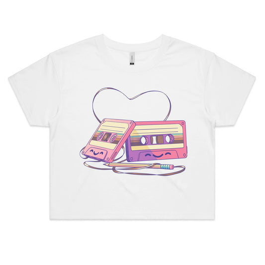 The Tape of Things to Come - Women's Crop Tee- Cool Graphic T-Shirts- Retro T-Shirts - Nostalgia Threads