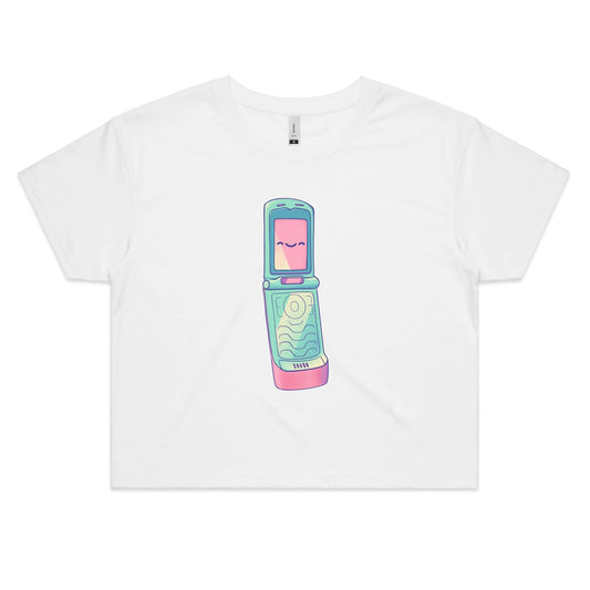 Stiff Upper Flip - Women's Crop Tee- Cool Graphic T-Shirts- Retro T-Shirts - Nostalgia Threads
