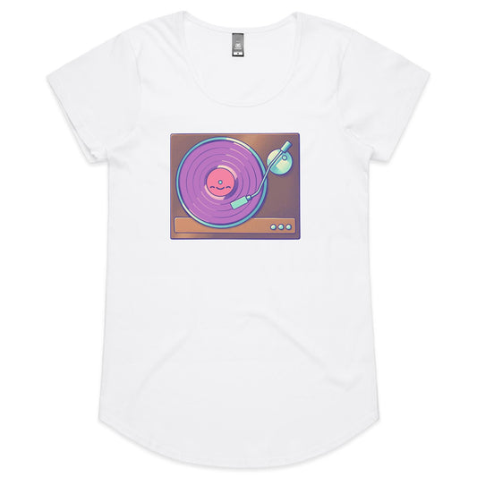 Vinyl Resting Place - Women's Scoop Tee- Cool Graphic T-Shirts- Retro T-Shirts - Nostalgia Threads