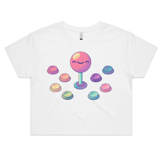 Be Arcade, Be Very Arcade - Women's Crop Tee- Cool Graphic T-Shirts- Retro T-Shirts - Nostalgia Threads