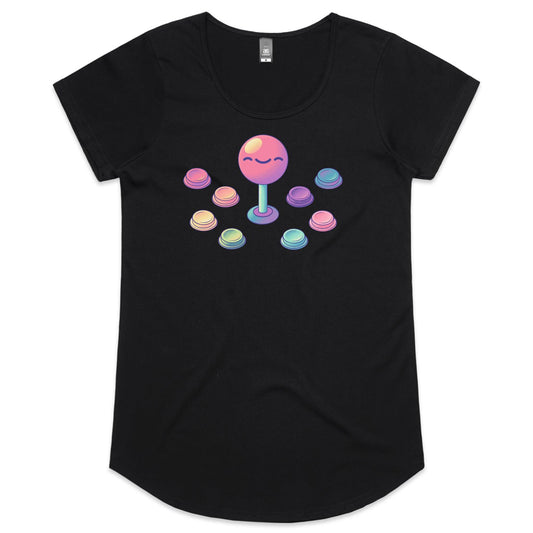 Be Arcade, Be Very Arcade - Women's Scoop Tee- Cool Graphic T-Shirts- Retro T-Shirts - Nostalgia Threads