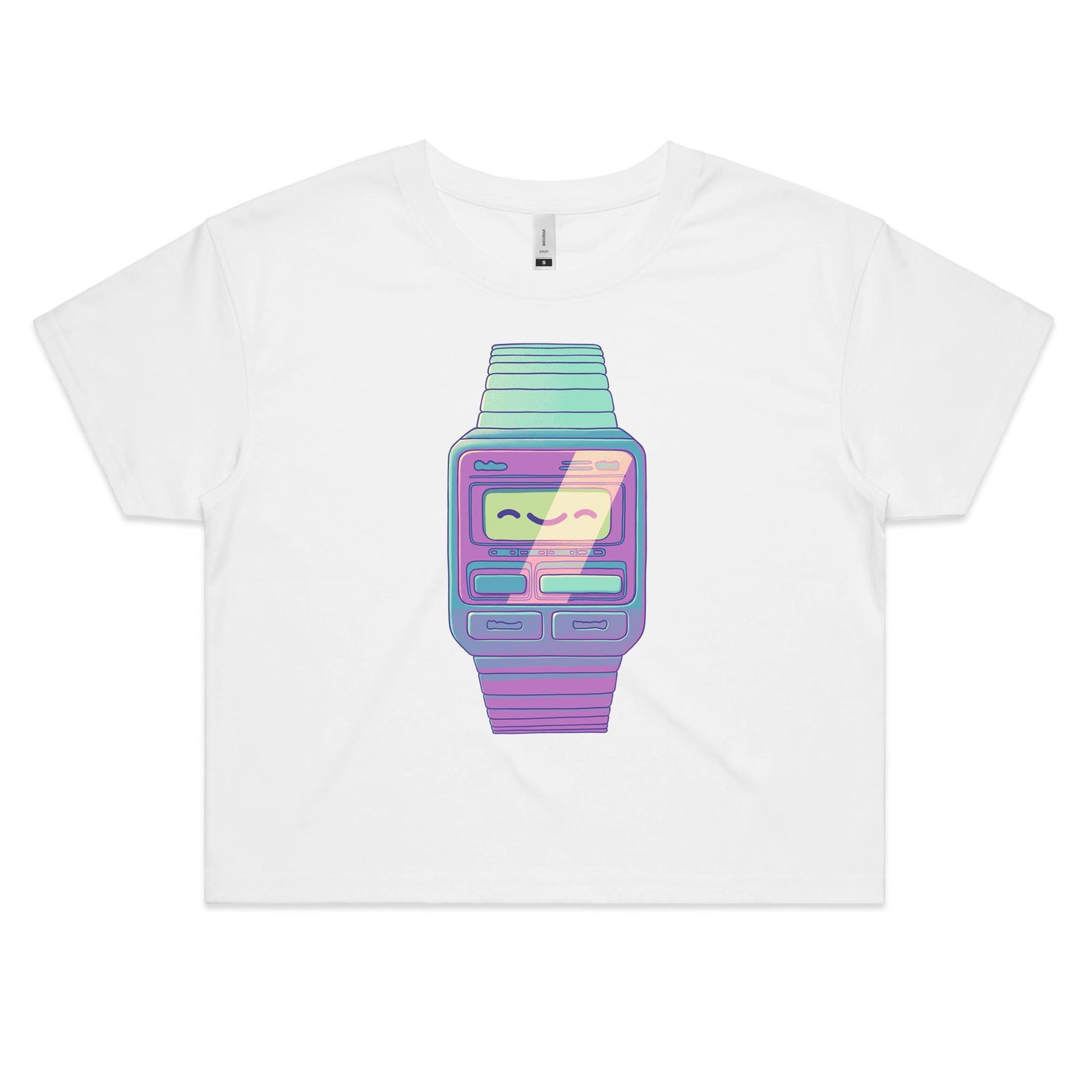 Optimus Time - Women's Crop Tee- Cool Graphic T-Shirts- Retro T-Shirts - Nostalgia Threads