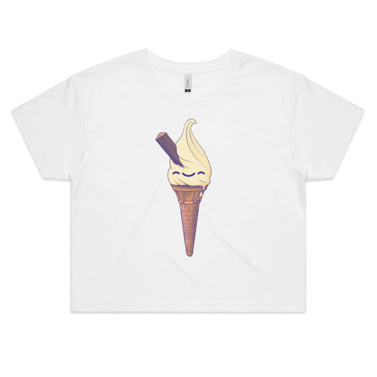 Hold the Cone - Women's Crop Tee- Cool Graphic T-Shirts- Retro T-Shirts - Nostalgia Threads