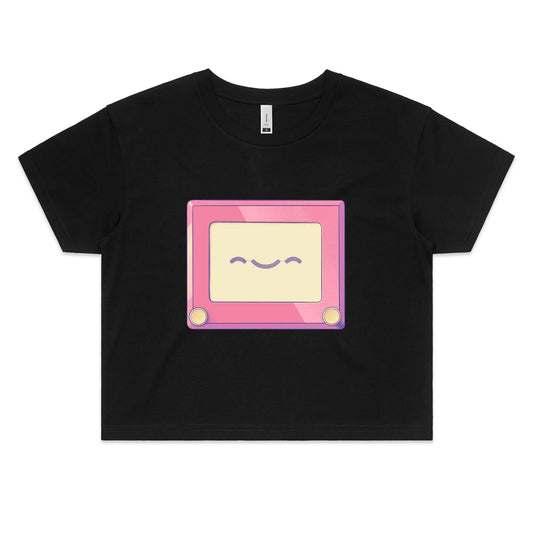 The Home Sketch - Women's Crop Tee- Cool Graphic T-Shirts- Retro T-Shirts - Nostalgia Threads
