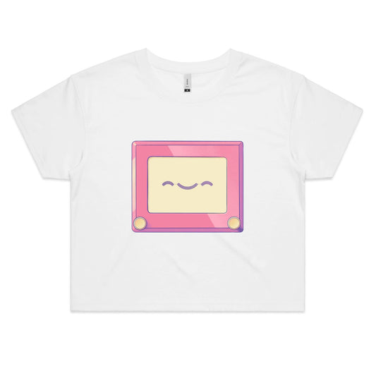 The Home Sketch - Women's Crop Tee- Cool Graphic T-Shirts- Retro T-Shirts - Nostalgia Threads