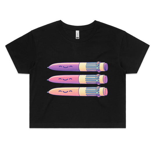 Hard to Pen Down - Women's Crop Tee- Cool Graphic T-Shirts- Retro T-Shirts - Nostalgia Threads