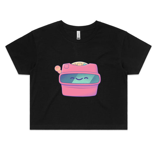 In the Click of Time - Women's Crop Tee- Cool Graphic T-Shirts- Retro T-Shirts - Nostalgia Threads